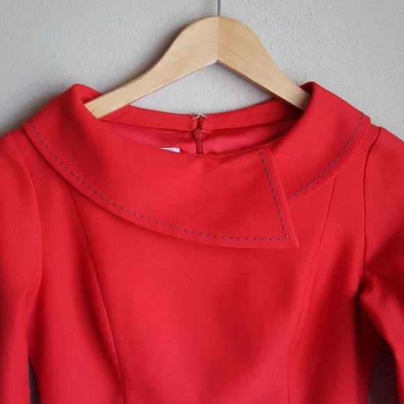 TOM AND LINDA PLATT asymmetrical collar dress. - Picture 4 of 8